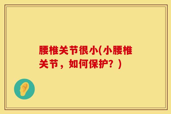 腰椎关节很小(小腰椎关节，如何保护？)