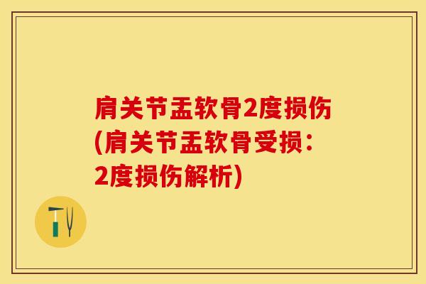 肩关节盂软骨2度损伤(肩关节盂软骨受损：2度损伤解析)