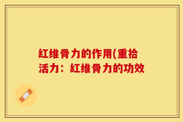 红维骨力的作用(重拾活力：红维骨力的功效