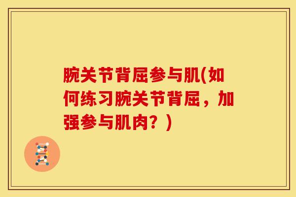 腕关节背屈参与肌(如何练习腕关节背屈，加强参与肌肉？)