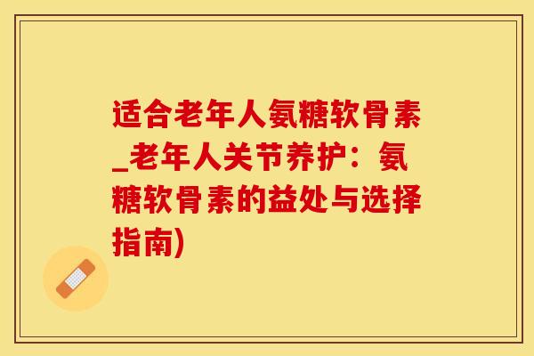 适合老年人氨糖软骨素_老年人关节养护：氨糖软骨素的益处与选择指南)