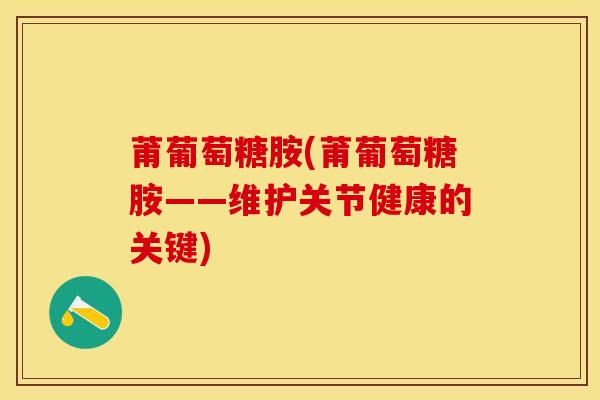 莆葡萄糖胺(莆葡萄糖胺——维护关节健康的关键)