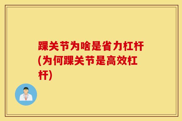 踝关节为啥是省力杠杆(为何踝关节是高效杠杆)