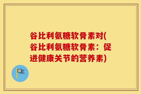 谷比利氨糖软骨素对(谷比利氨糖软骨素：促进健康关节的营养素)