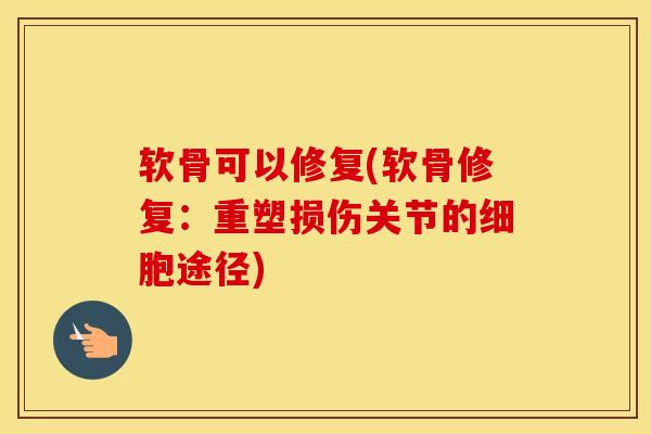 软骨可以修复(软骨修复：重塑损伤关节的细胞途径)