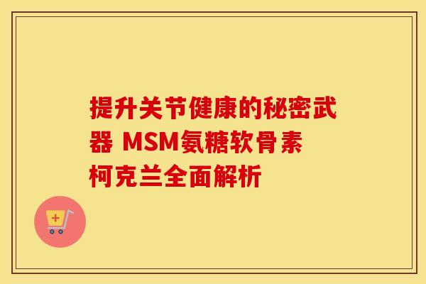提升关节健康的秘密武器 MSM氨糖软骨素柯克兰全面解析 提升关节健康的秘密武器 MSM氨糖软骨素柯克兰全面解析