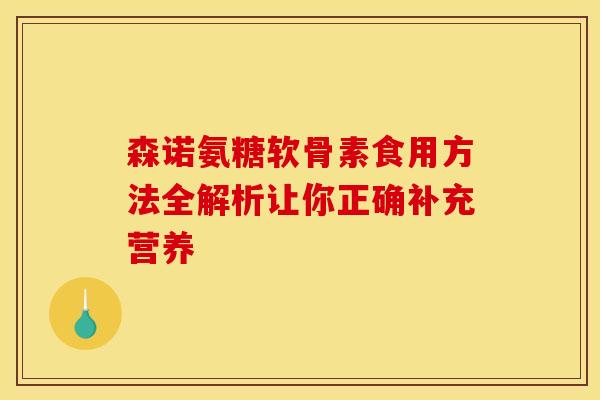 森诺氨糖软骨素食用方法全解析让你正确补充营养