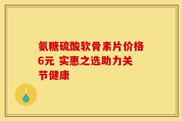 氨糖硫酸软骨素片价格6元 实惠之选助力关节健康 氨糖硫酸软骨素片价格6元 实惠之选助力关节健康