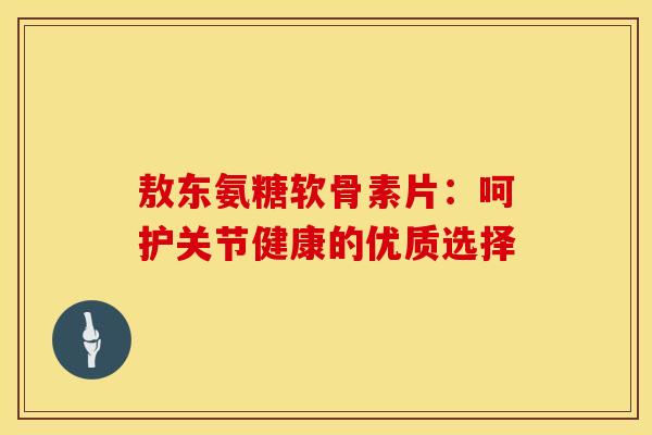 敖东氨糖软骨素片:呵护关节健康的优质选择 敖东氨糖软骨素片:呵护关节健康的优质选择