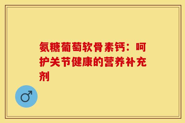 氨糖葡萄软骨素钙：呵护关节健康的营养补充剂
