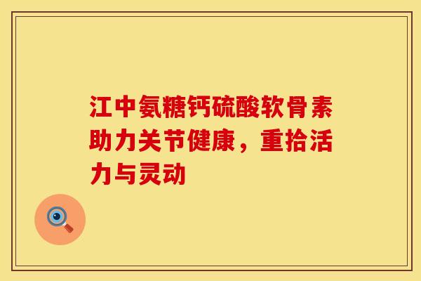 江中氨糖钙硫酸软骨素助力关节健康，重拾活力与灵动