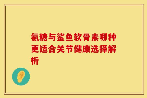 氨糖与鲨鱼软骨素哪种更适合关节健康选择解析