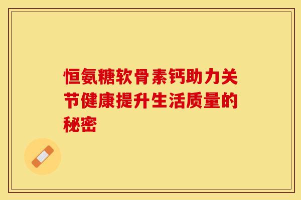 恒氨糖软骨素钙助力关节健康提升生活质量的秘密