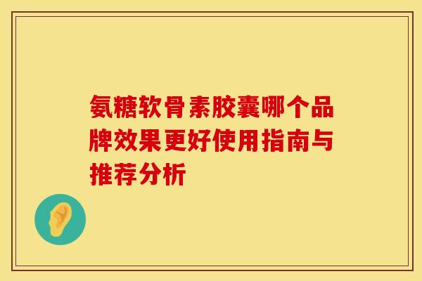 氨糖软骨素胶囊哪个品牌效果更好使用指南与推荐分析