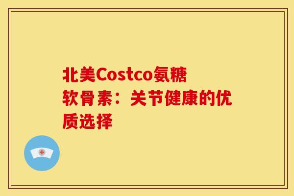 北美Costco氨糖软骨素：关节健康的优质选择