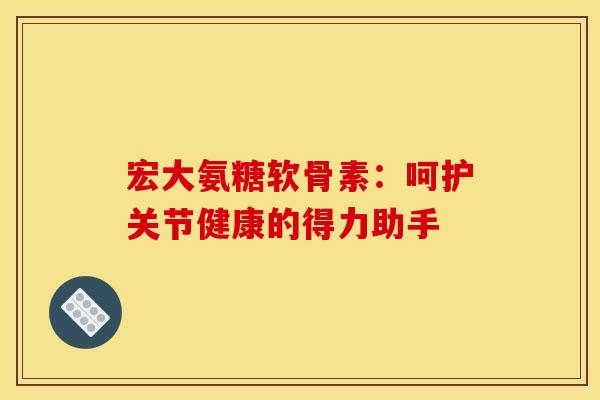 宏大氨糖软骨素:呵护关节健康的得力助手 宏大氨糖软骨素:呵护关节健康的得力助手