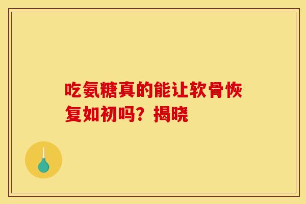 吃氨糖真的能让软骨恢复如初吗？揭晓