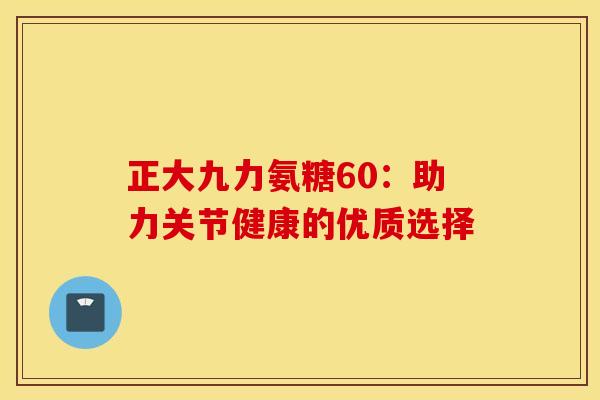 正大九力氨糖60：助力关节健康的优质选择