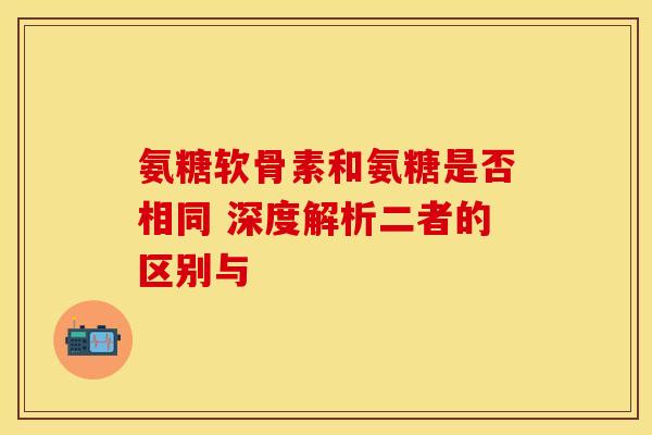 氨糖软骨素和氨糖是否相同 深度解析二者的区别与