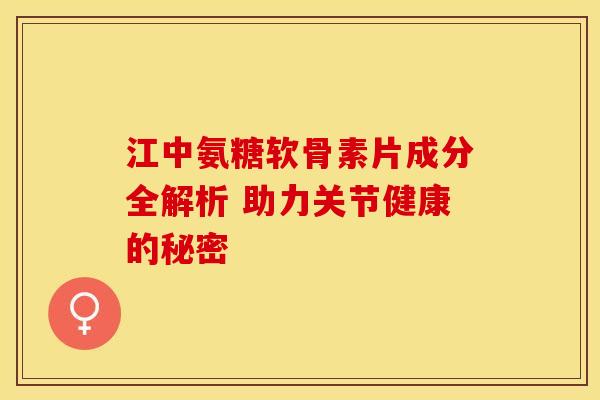 江中氨糖软骨素片成分全解析 助力关节健康的秘密