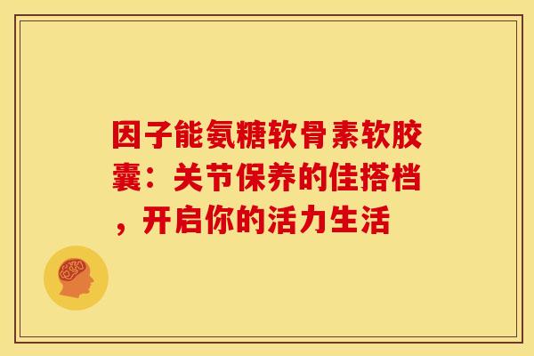 因子能氨糖软骨素软胶囊：关节保养的佳搭档，开启你的活力生活