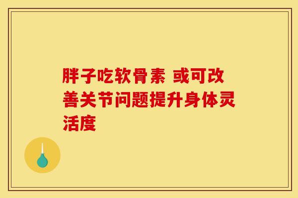 胖子吃软骨素 或可改善关节问题提升身体灵活度 胖子吃软骨素 或可改善关节问题提升身体灵活度