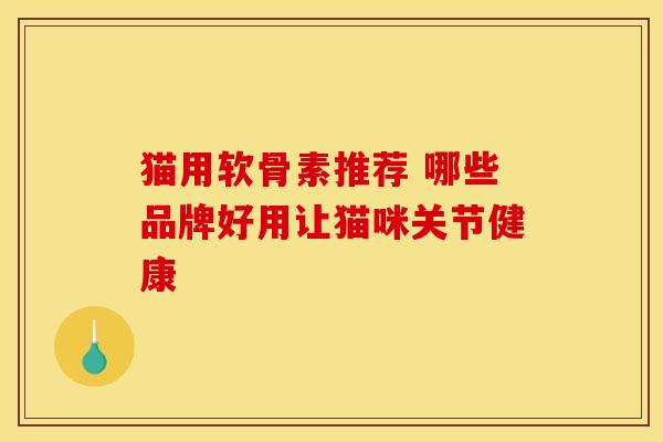 猫用软骨素推荐 哪些品牌好用让猫咪关节健康