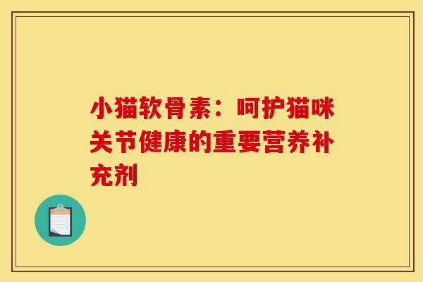 小猫软骨素：呵护猫咪关节健康的重要营养补充剂