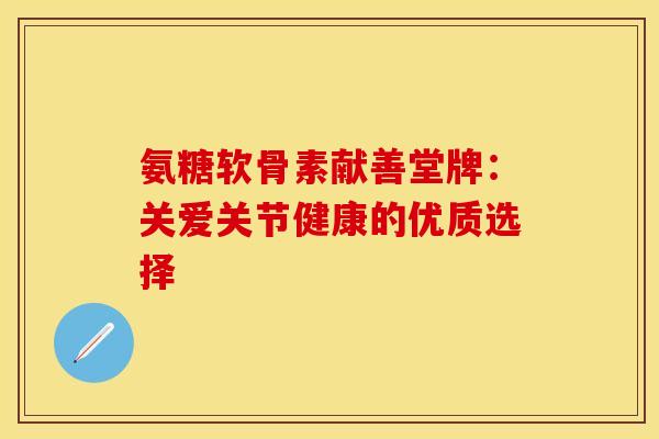 氨糖软骨素献善堂牌：关爱关节健康的优质选择