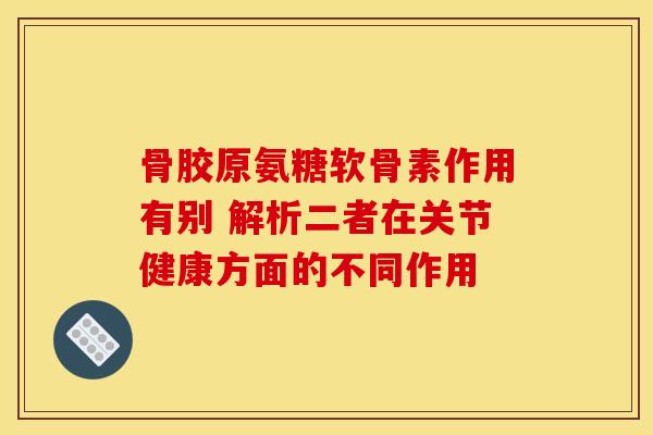 骨胶原氨糖软骨素作用有别 解析二者在关节健康方面的不同作用