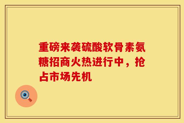 重磅来袭硫酸软骨素氨糖招商火热进行中,抢占市场先机 重磅来袭硫酸软骨素氨糖招商火热进行中,抢占市场先机